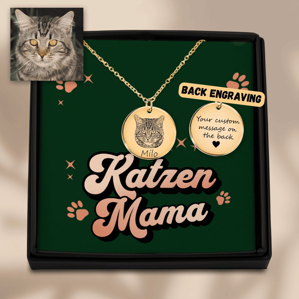 Personalisierte Halskette mit Katzengravur 