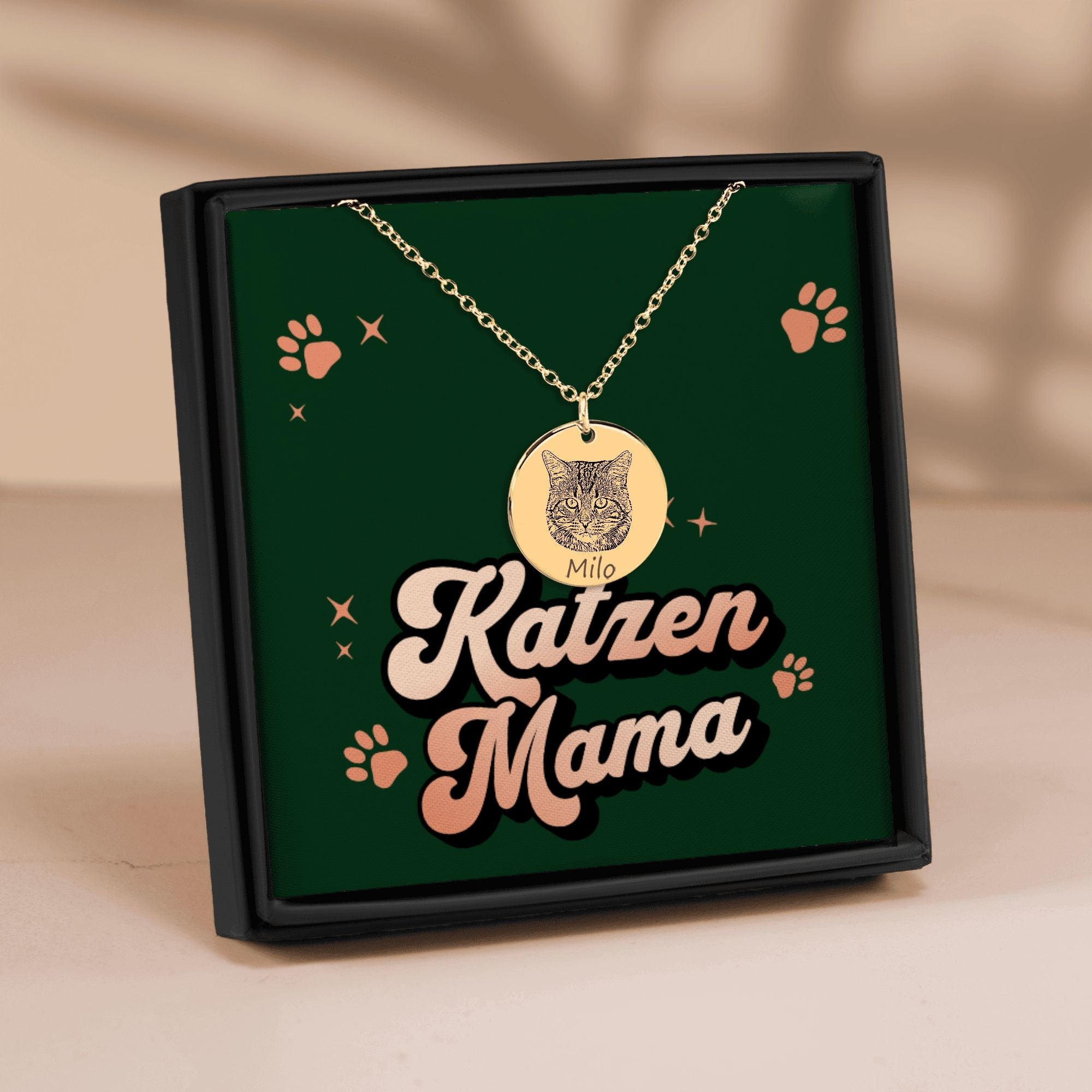 Personalisierte Halskette mit Katzengravur 