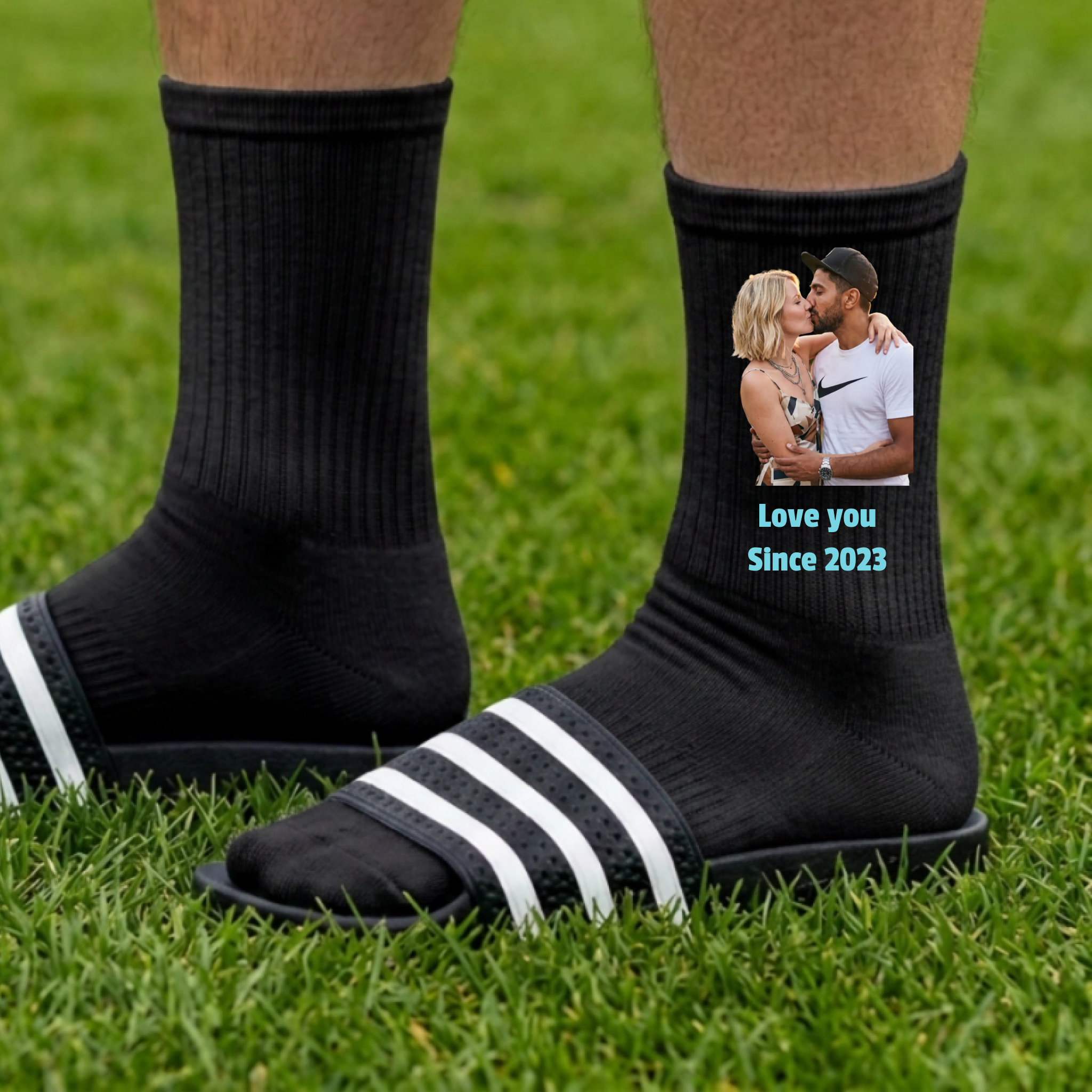 Foto Socke mit Text