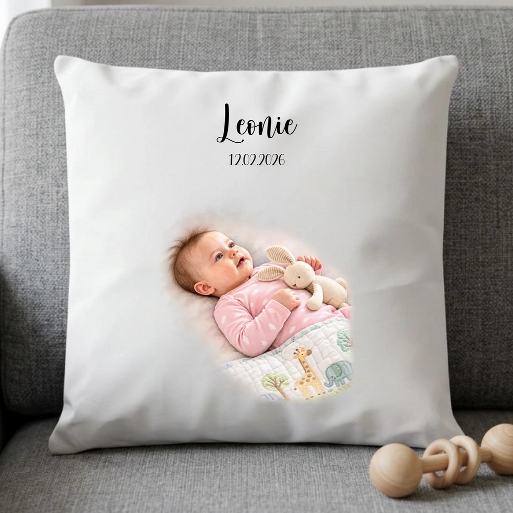 Personalisiertes Kissen zur Geburt - Geschenk Baby