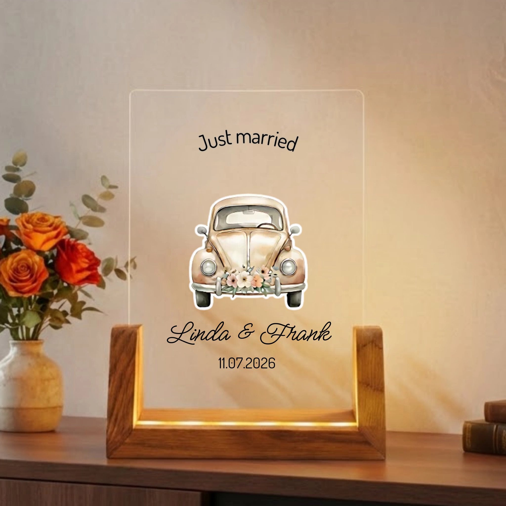 Personalisiertes Hochzeitsgeschenk - LED Lampe mit Namen