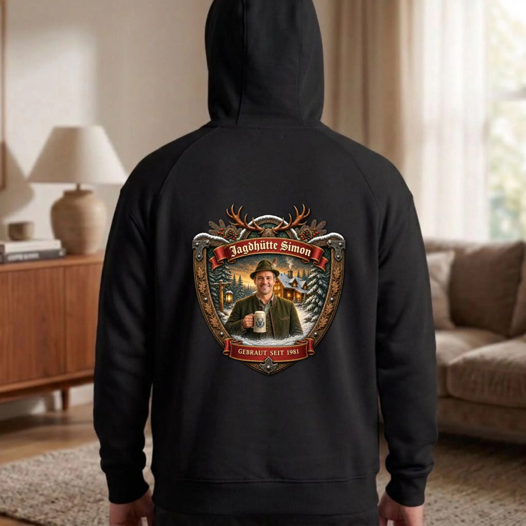 Jagd Design Pullover mit deinem Foto personalisiert – Hoodie schwarz