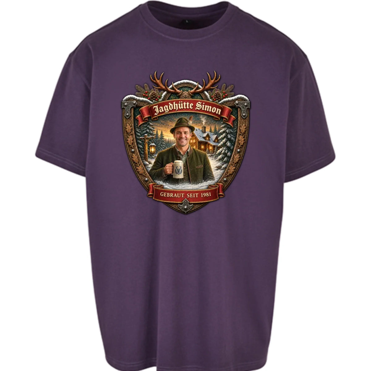 Jagd Design T-Shirt mit deinem Foto – Oversized T-Shirt