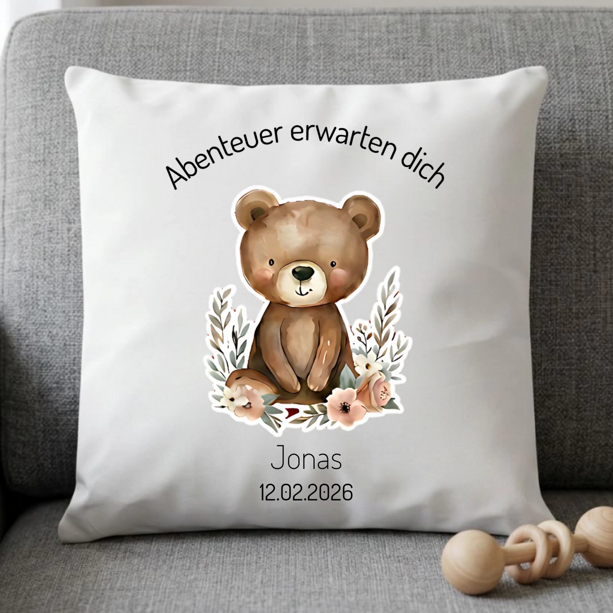 Personalisiertes Kissen zur Geburt - Geschenk Baby