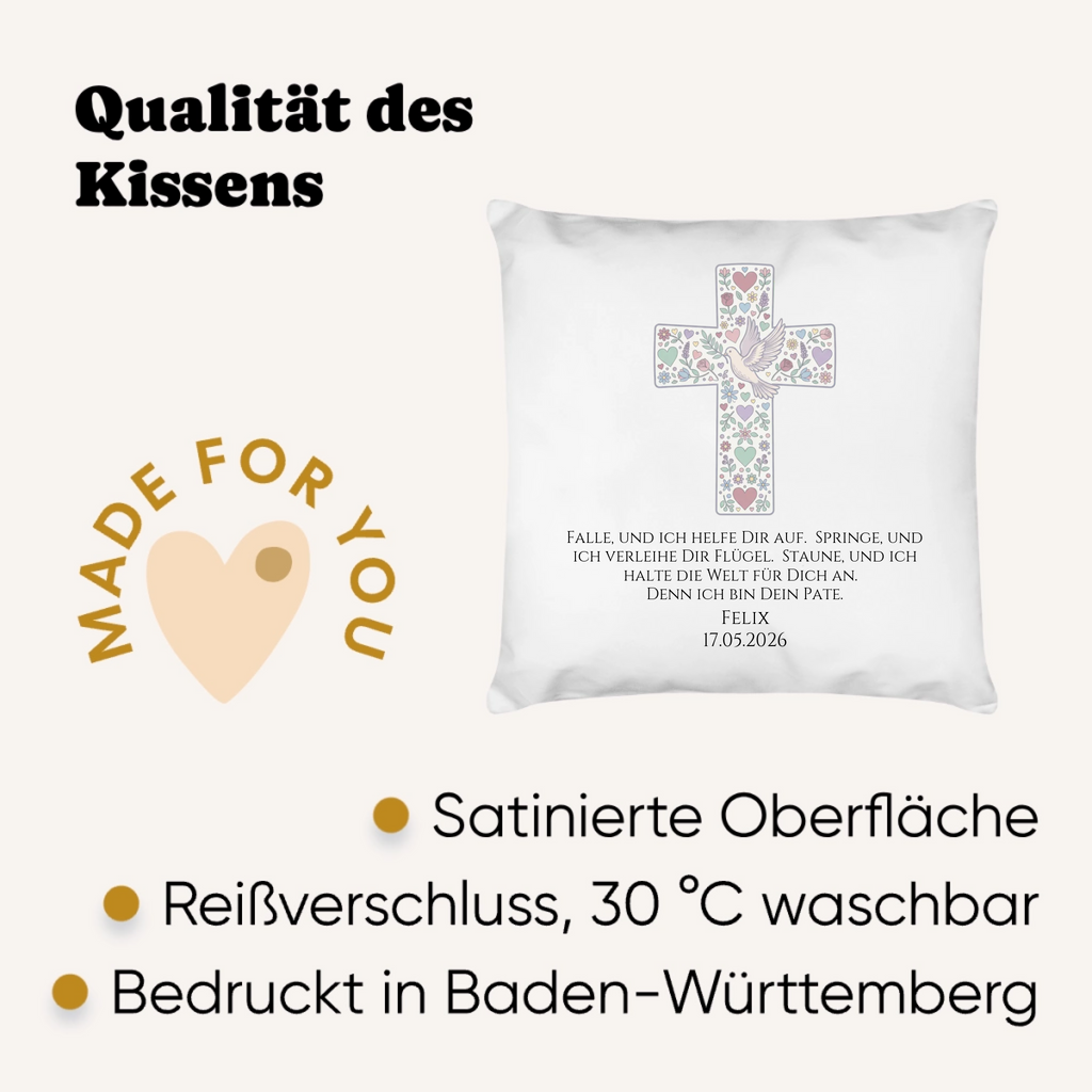Geschenk zur Taufe - personalisiertes Kissen mit Psalm