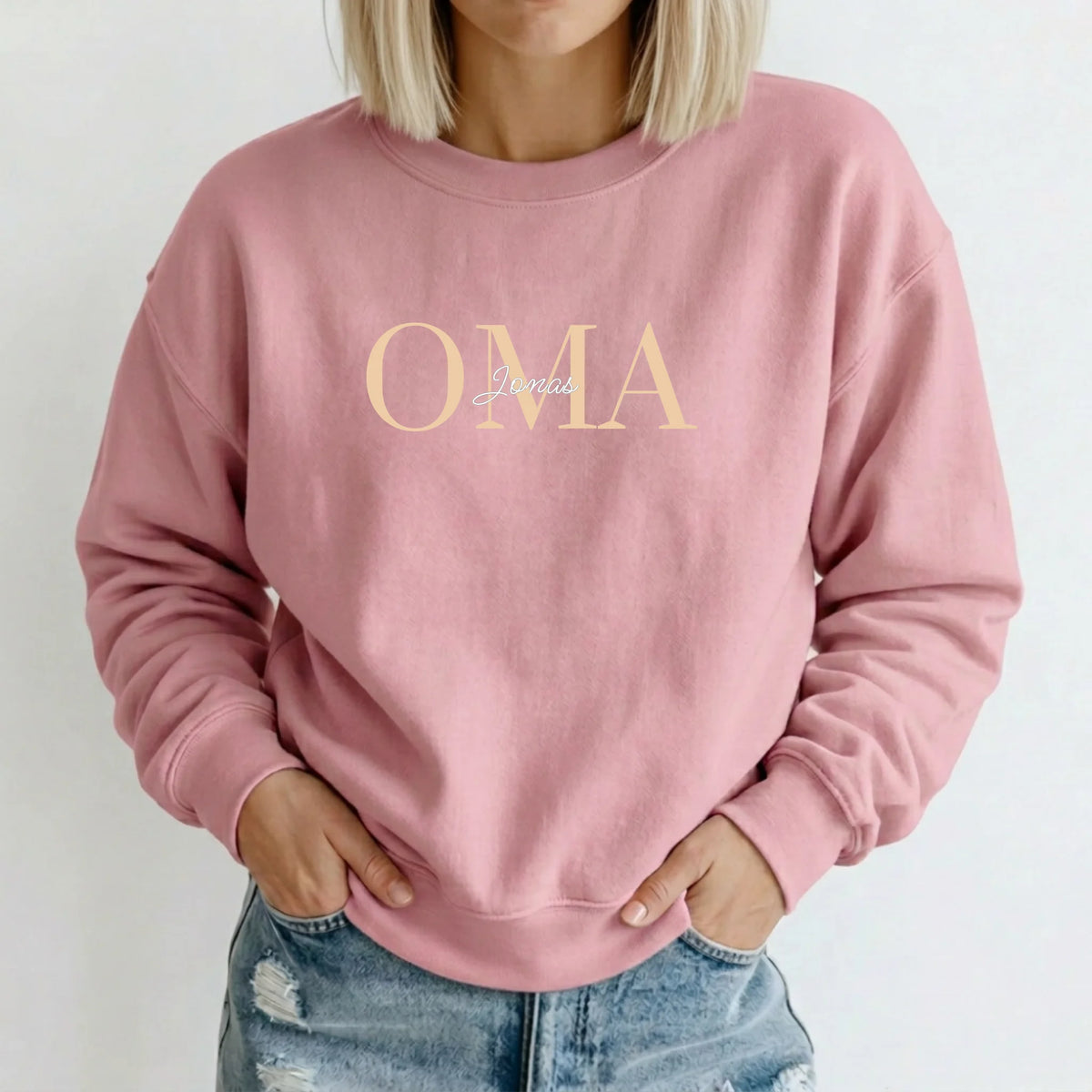 Oma Pullover personalisiert mit Namen der Enkel – Sweater rosa