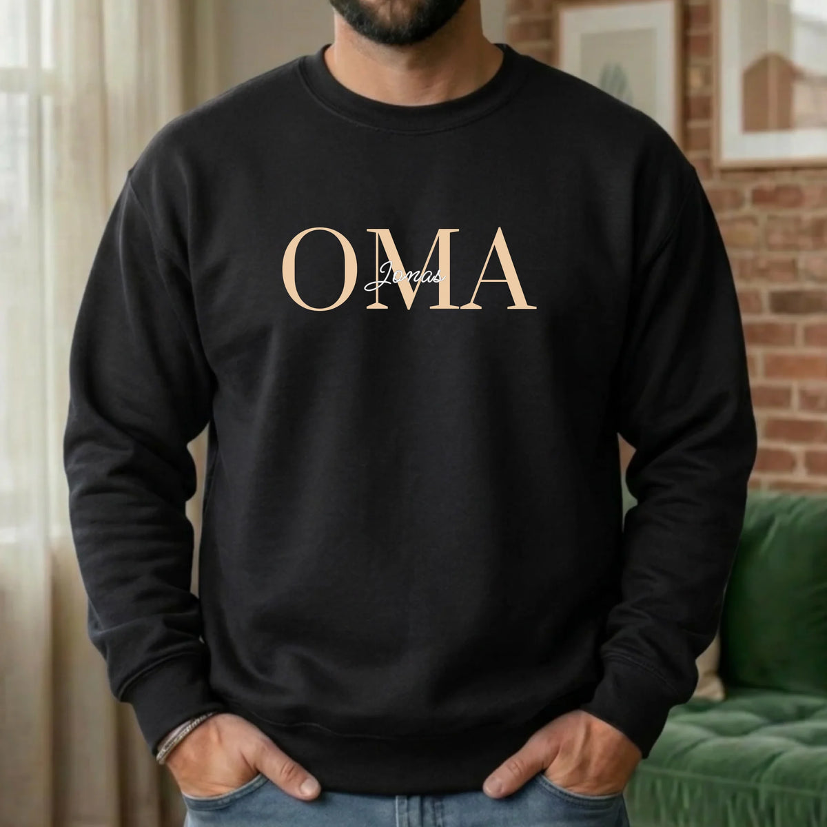 Oma Pullover personalisiert mit Namen der Enkel – Sweater schwarz