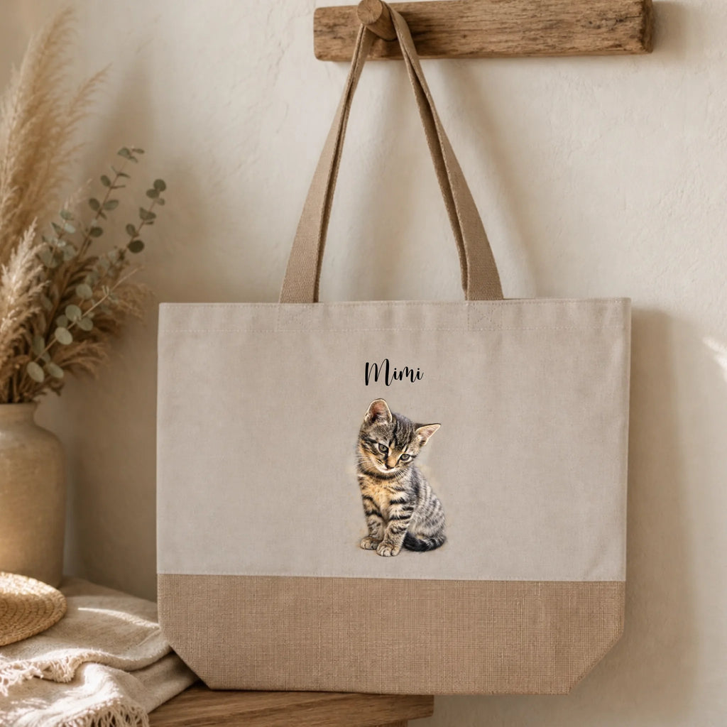 Personalisierte Katzen Tasche mit Foto und Namen – Shopper – Geschenk für Katzenliebhaber