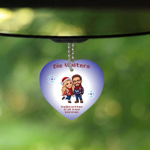 Personalisierter Autoanhänger mit Foto im 3D Stil – Herz am Rückspiegel – Geschenk für Autofahrer