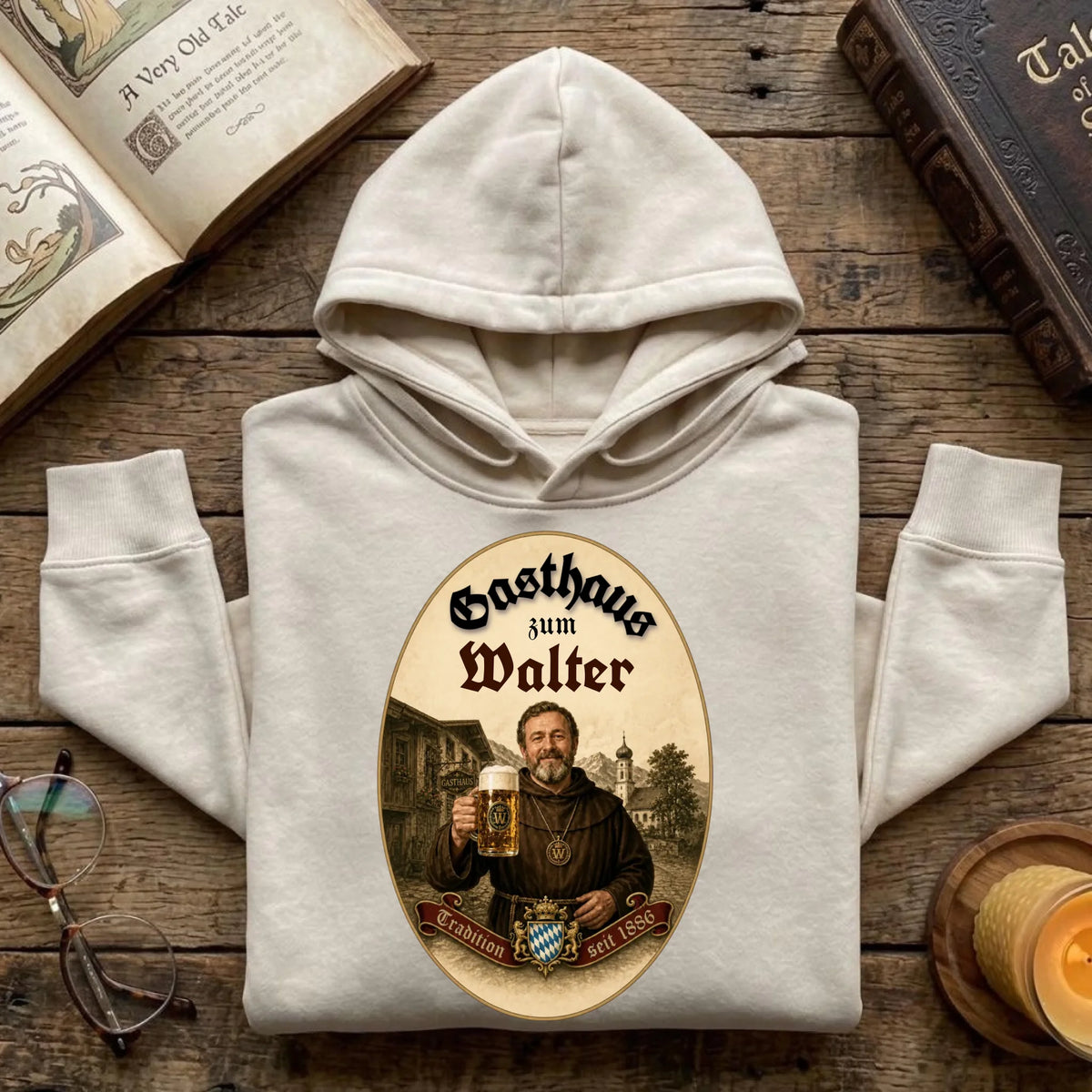 Personalisierter Pullover im Gasthaus Design mit Foto – Geschenk für Bierliebhaber