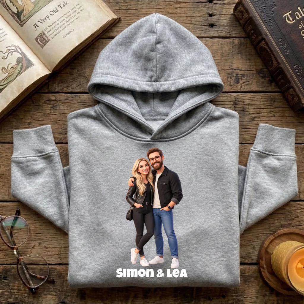 Personalisierter Pullover mit Foto im 3D Stil – Hoodie grau