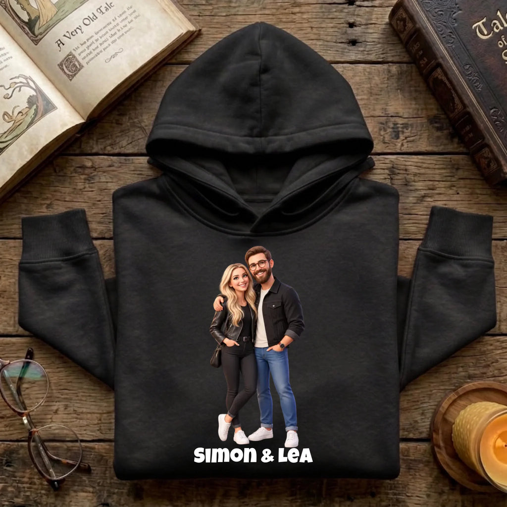 Personalisierter Pullover mit Foto im 3D Stil – Hoodie schwarz