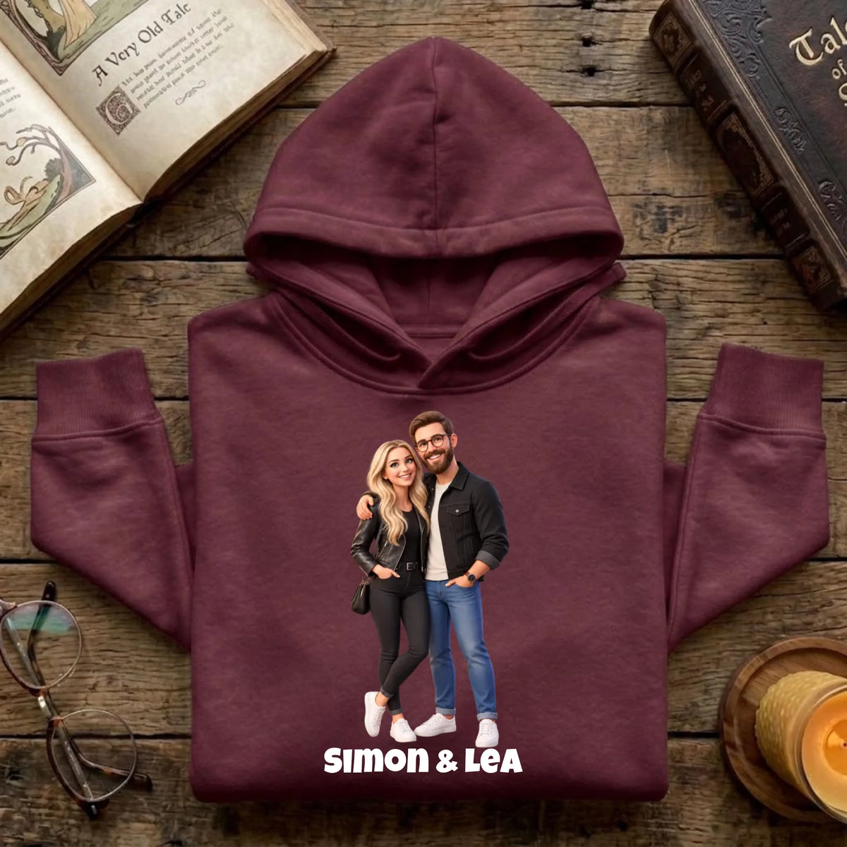 Personalisierter Pullover mit Foto im 3D Stil – Pullover burgund