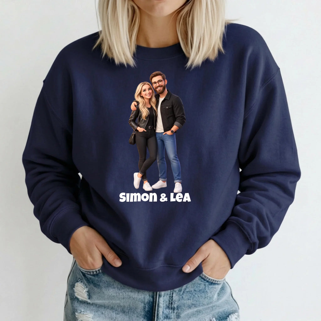 Personalisierter Pullover mit Foto im 3D Stil – Sweater navy