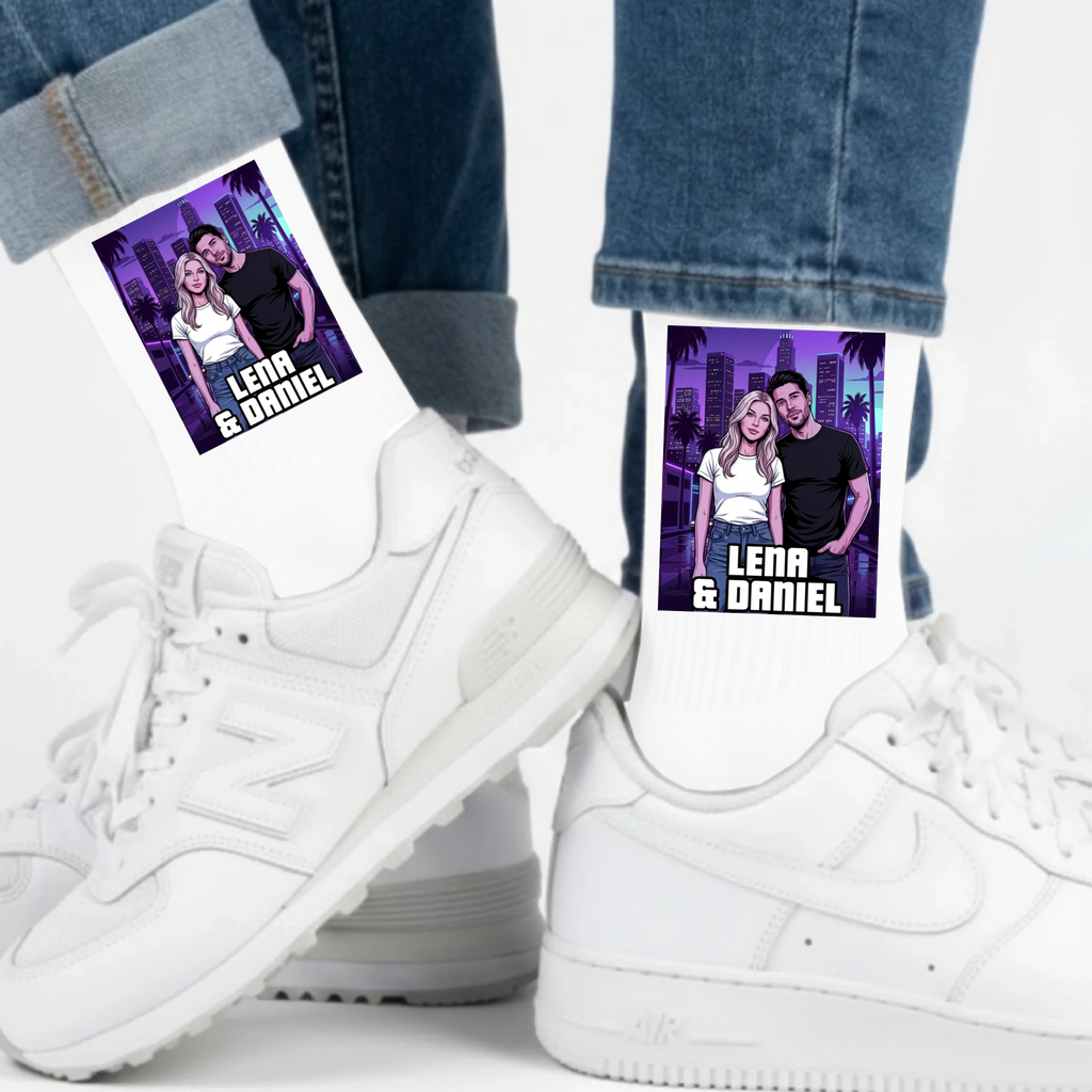Sunset City Socken – Geschenk zum Jahrestag